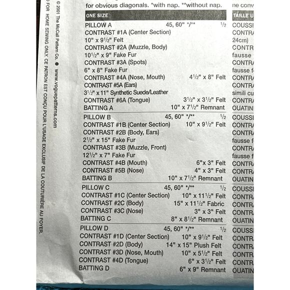 Vogue Pattern 7441 Dog Throw pillows - Picture 7 of 9